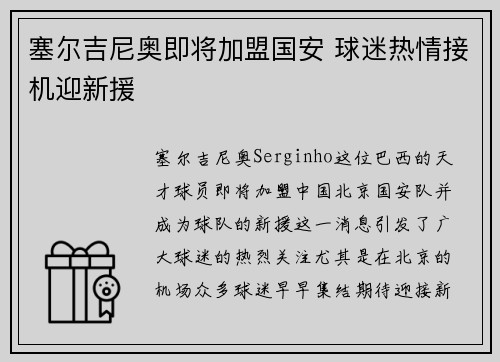 塞尔吉尼奥即将加盟国安 球迷热情接机迎新援